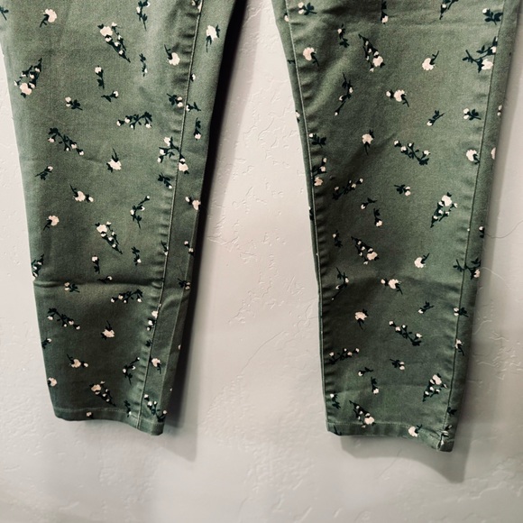 Anthropologie Tinsel Green Floral Print Pants Stretch Skinny Chino SZ 31 - Picture 7 of 16